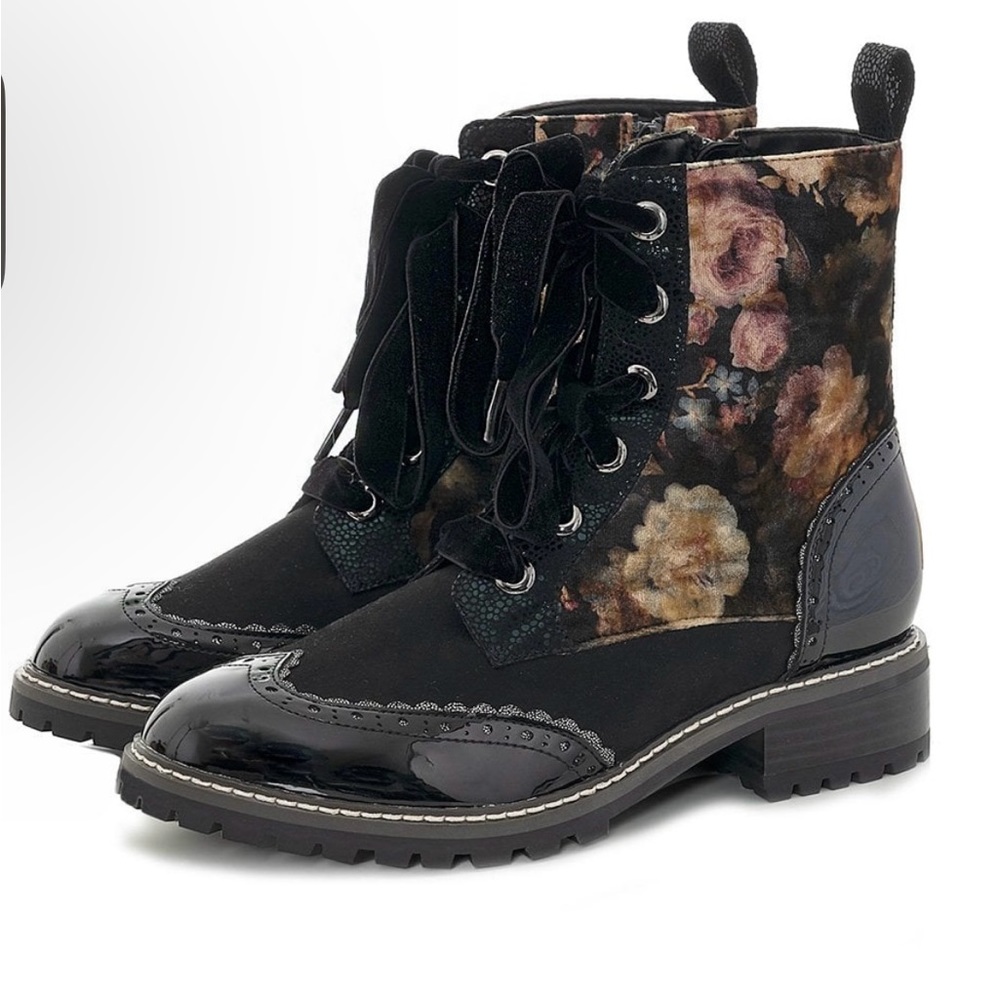 Ruby Shoo Sante Floral Black Boots Size USA 8  UK 6